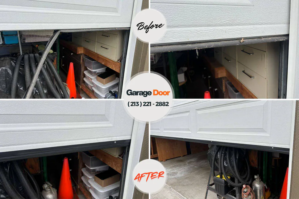 Before and after: garage door repair Three Rivers, MI